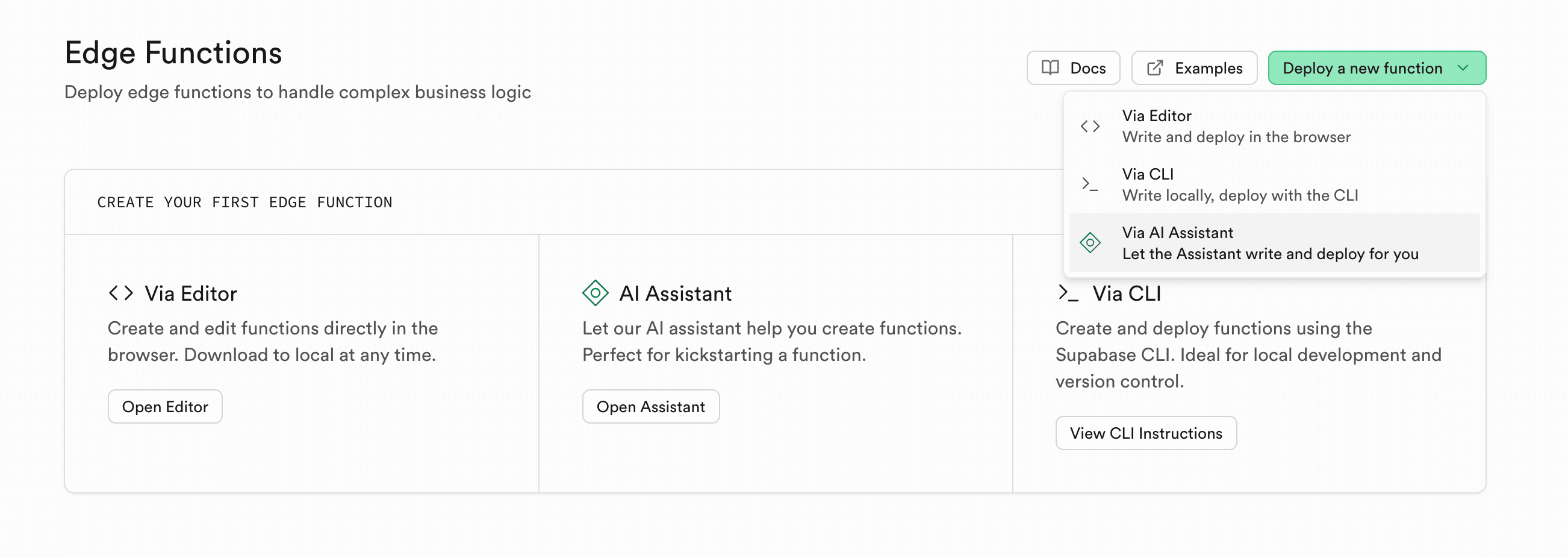 Create Edge Function via AI Assistant